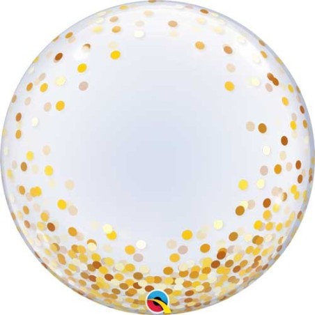 BALLON DECO BUBBLE CONFETTIS OR 61 CM 