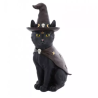 DECORATION CHAT NOIR AVEC CHAPEAU ET CAPE 16 CM X 12 CM X 31 CM  DECORATION CHAT NOIR AVEC CHAPEAU ET CAPE 16 CM X 12 CM X 31 CM