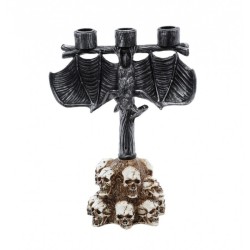 CHANDELIER CHAUVE SOURIS 3 BRANCHES PIED TETES DE MORT 31 X 22 CM