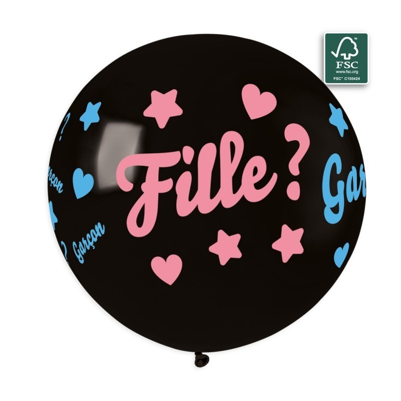 1 BALLON FILLE? GARCON? AVEC CONFETTIS BIO LATEX 80CM  1 BALLON FILLE? GARCON? AVEC CONFETTIS BIO LATEX 80CM