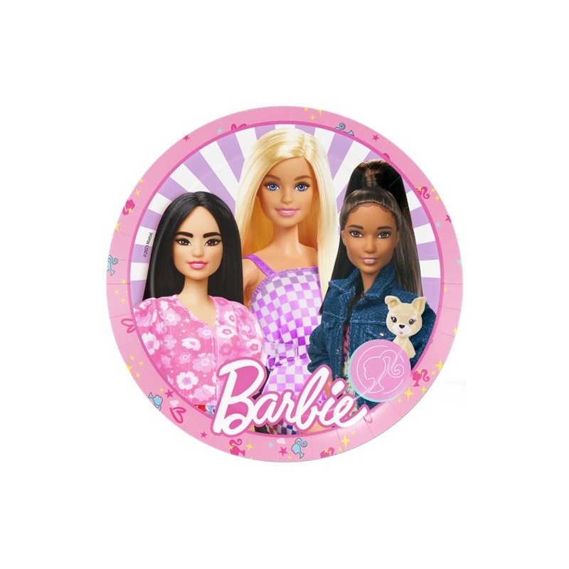 8 ASSIETTES 23 CM BARBIE EN CARTON COMPOSTABLE 8 ASSIETTES 23 CM BARBIE EN CARTON COMPOSTABLE