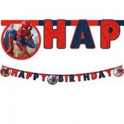 GUIRLANDE LETTRES HAPPY BIRTHDAY SPIDERMAN ROUGE ET BLEU 2 METRES