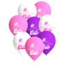 8 BALLONS LATEX BARBIE ROSE BLANC ET LILAS