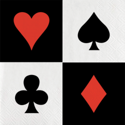 20 SERVIETTES CASINO COEUR CARREACAU TREFLE PIC ROUGE BLANC ET NOIR 33 X 33 CM