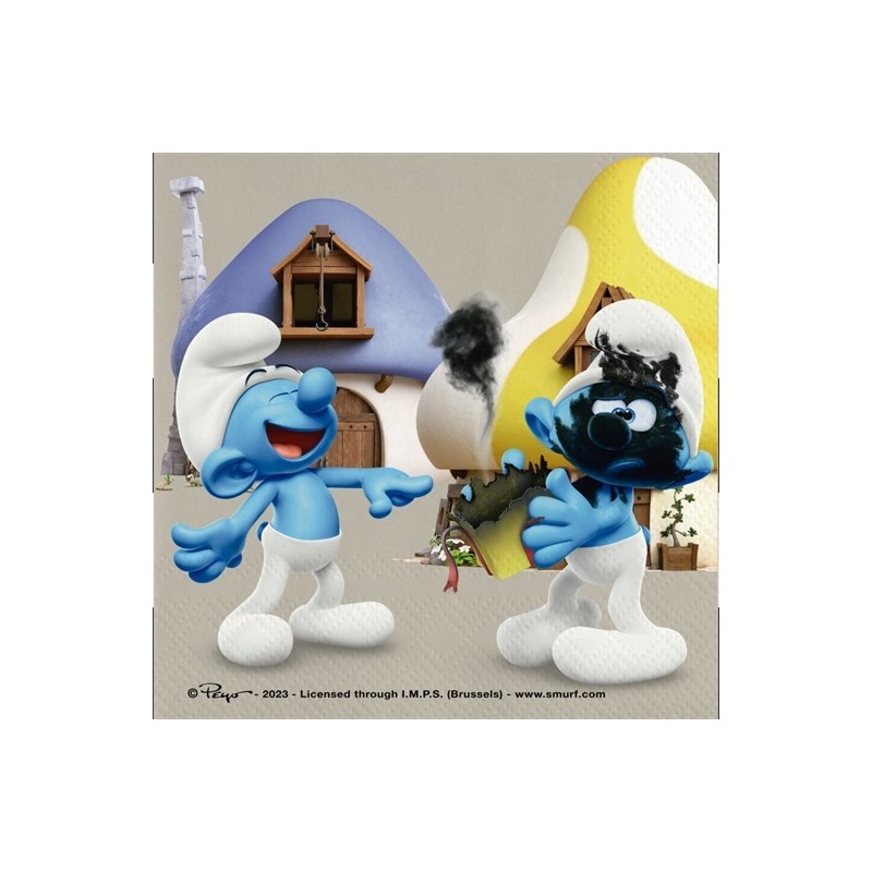 20 SERVIETTES LES SCHTROUMPFS EN PAPIER 33 X 33 CM 20 SERVIETTES LES SCHTROUMPFS EN PAPIER 33 X 33 CM