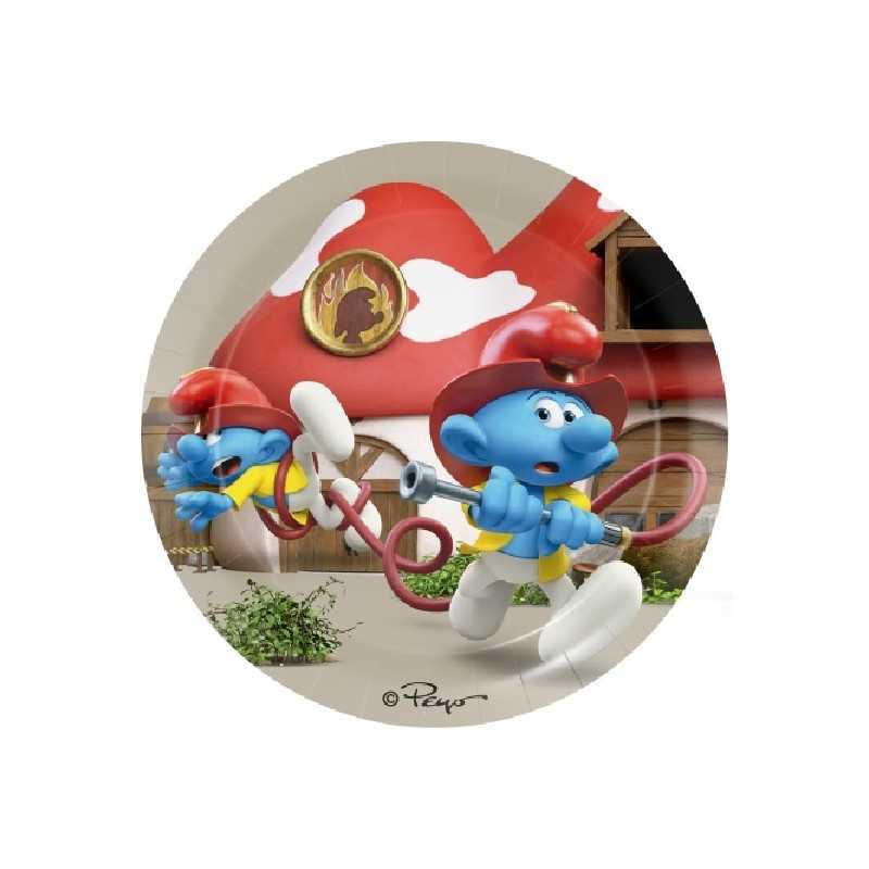 8 ASSIETTES LES SCHTROUMPFS EN CARTON 23 CM