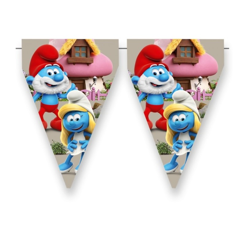 GUIRLANDE FANIONS PAVILLONS LES SCHTROUMPFS 3 METRES GUIRLANDE FANIONS PAVILLONS LES SCHTROUMPFS 3 METRES