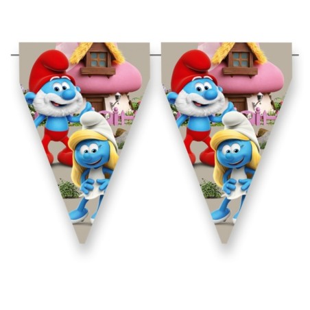 GUIRLANDE FANIONS PAVILLONS LES SCHTROUMPFS 3 METRES