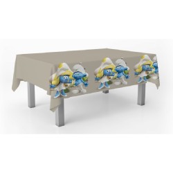 NAPPE EN PLASTIQUE LES SCHTROUMPFS 120 X 180 CM