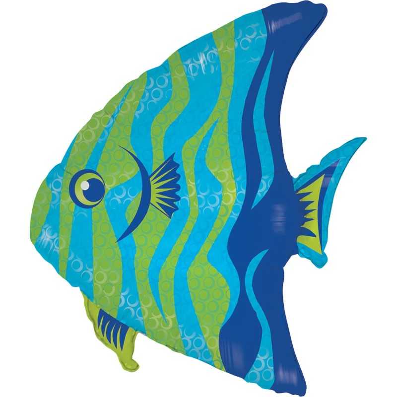 BALLON METALLIQUE POISSON ANGEL BLEU ET VERT 61 CM 