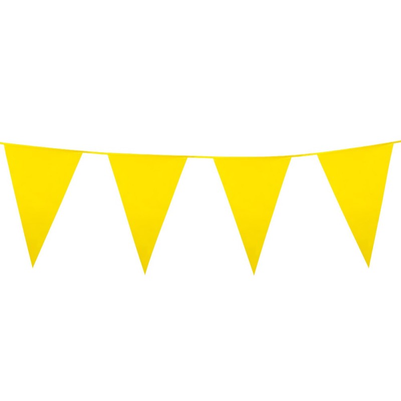 GUIRLANDE PAVILLONS  OU FANIONS JAUNE GRAND MODELE 45 X 30 CM  LONGUEUR 10 M GUIRLANDE PAVILLONS  OU FANIONS JAUNE GRAND MODELE 45 X 30 CM  LONGUEUR 10 M