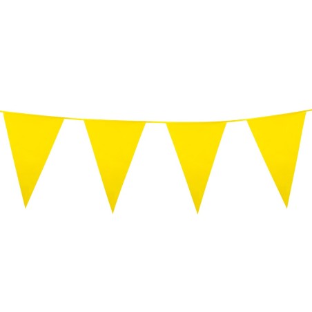GUIRLANDE PAVILLONS  OU FANIONS JAUNE GRAND MODELE 45 X 30 CM  LONGUEUR 10 M