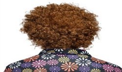 PERRUQUE HIPPIE GROOVE CHEVEUX BOUCLES CHATAIN + BANDEAU