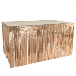 JUPE DE TABLE A FRANGES METALLIQUE ROSE GOLD