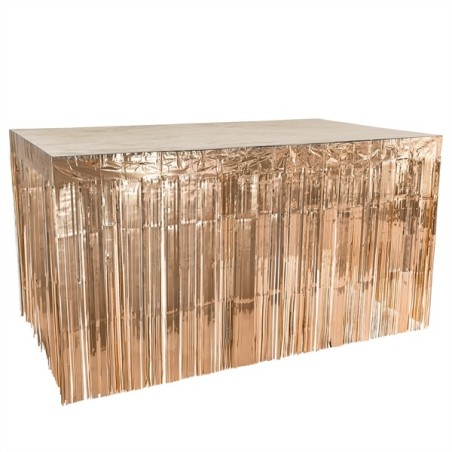 JUPE DE TABLE A FRANGES METALLIQUE ROSE GOLD