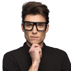 LUNETTES NOIRES CARREES EPAISSES LA HAUT