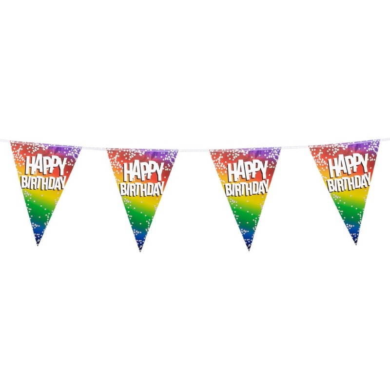 GUIRLANDE PAVILLONS OU FANIONS HAPPY BIRTHDAY RAINBOW MULTICOLORES 6 METRES GUIRLANDE PAVILLONS OU FANIONS HAPPY BIRTHDAY RAINBOW MULTICOLORES 6 METRES