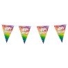 GUIRLANDE PAVILLONS OU FANIONS HAPPY BIRTHDAY RAINBOW MULTICOLORES 6 METRES