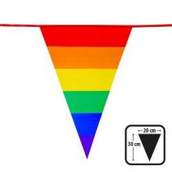 GUIRLANDE PAVILLONS  OU FANIONS ARC EN CIEL RAINBOW 10M