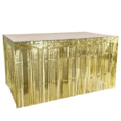 JUPE DE TABLE A FRANGES METALLIQUE OR OU GOLD