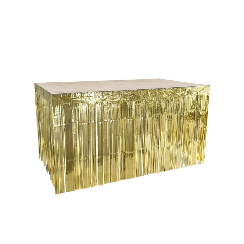 JUPE DE TABLE A FRANGES METALLIQUE OR OU GOLD JUPE DE TABLE A FRANGES METALLIQUE OR OU GOLD