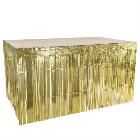 JUPE DE TABLE A FRANGES METALLIQUE OR OU GOLD