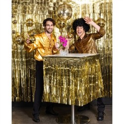JUPE DE TABLE A FRANGES METALLIQUE OR OU GOLD
