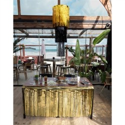 JUPE DE TABLE A FRANGES METALLIQUE OR OU GOLD