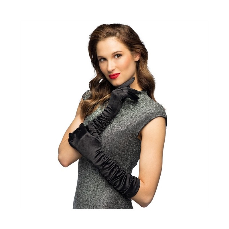 PAIRE DE GANTS PLISSE NOIR HOLLYWOOD 40 CM AU DESSOUS DU COUDE PAIRE DE GANTS PLISSE NOIR HOLLYWOOD 40 CM AU DESSOUS DU COUDE