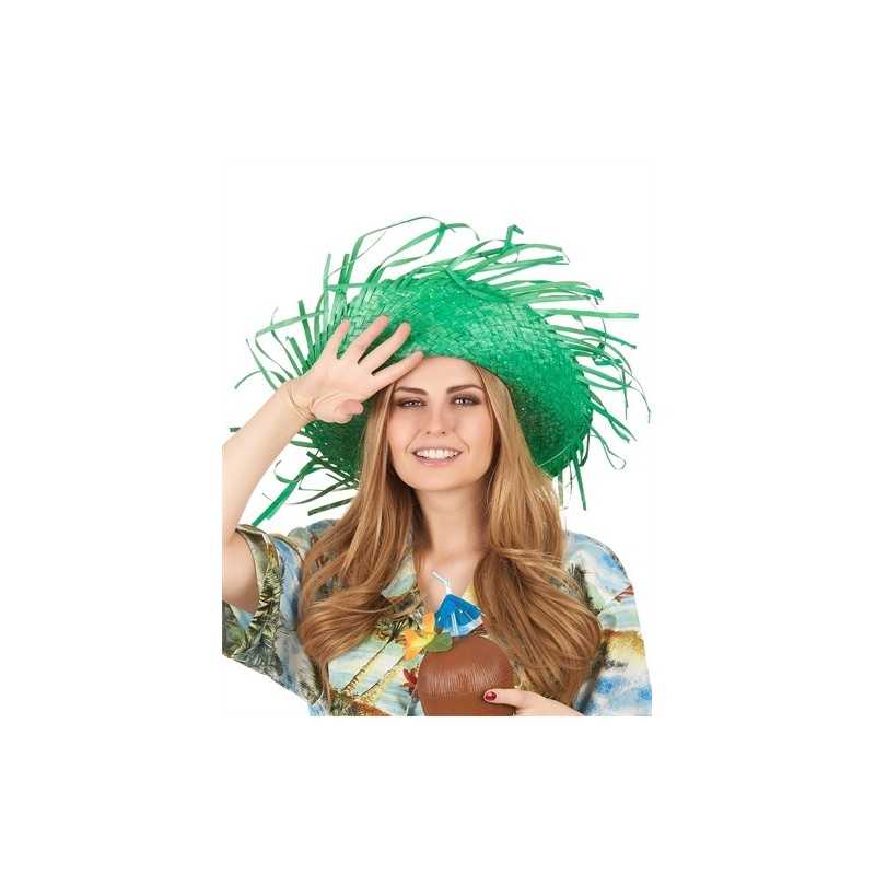CHAPEAU DE PAILLE HAWAI COULEUR VERT