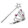 BAGUETTE DE FEE MAGIQUE + DIADEME PRINCESSE ISABELLE ARGENT PIERRES STRASS ROSE