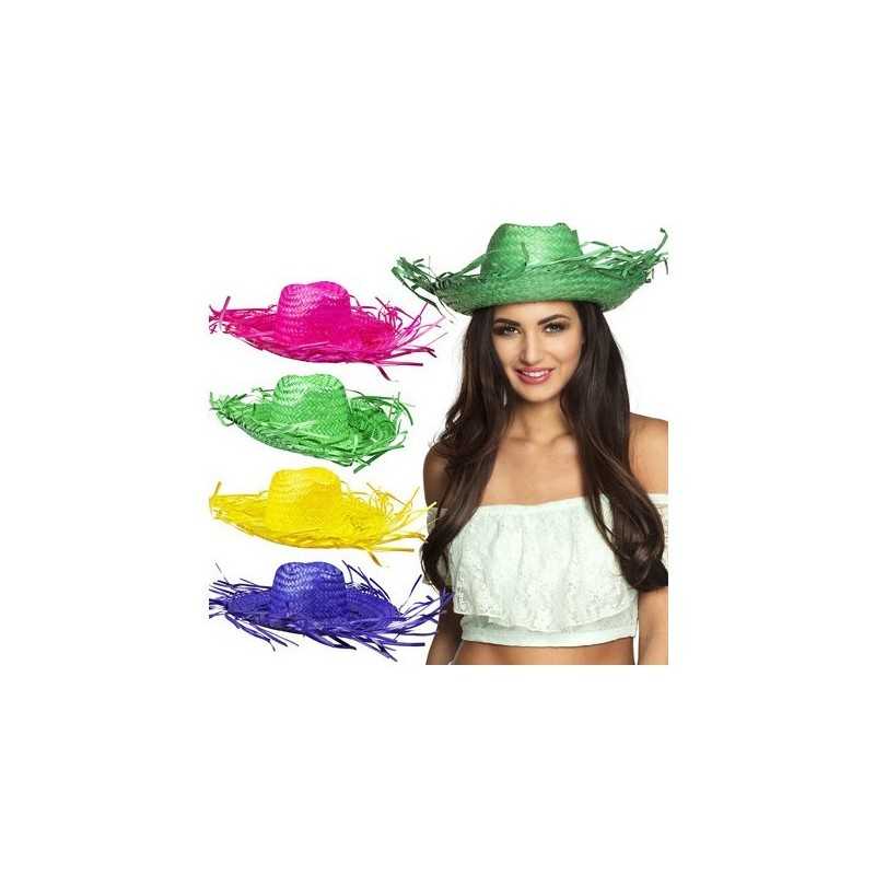 CHAPEAU DE PAILLE HAWAI EXISTE EN JAUNE ROSE BLEU OU VERT