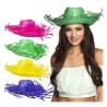 CHAPEAU DE PAILLE HAWAI EXISTE EN JAUNE ROSE BLEU OU VERT