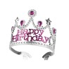 COURONNE OU DIADEME FILLE HAPPY BIRTHDAY ROSE ET ARGENT