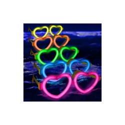 LUNETTES FLUO GLOW STICK FORME COEUR COULEURS ASSORTIES