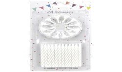 24 BOUGIES BLANCHES 6 CM AVEC 12 SUPPORTS OU BOBECHES