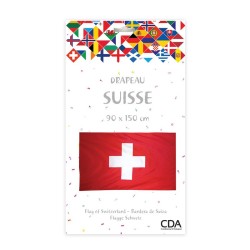 DRAPEAU SUISSE EN TISSU POLYESTER 90 X 150 CM