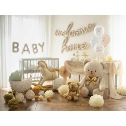 BALLON METALLIQUE OURS ASSIS OR  GONFLAGE AIR 38 X 42 CM