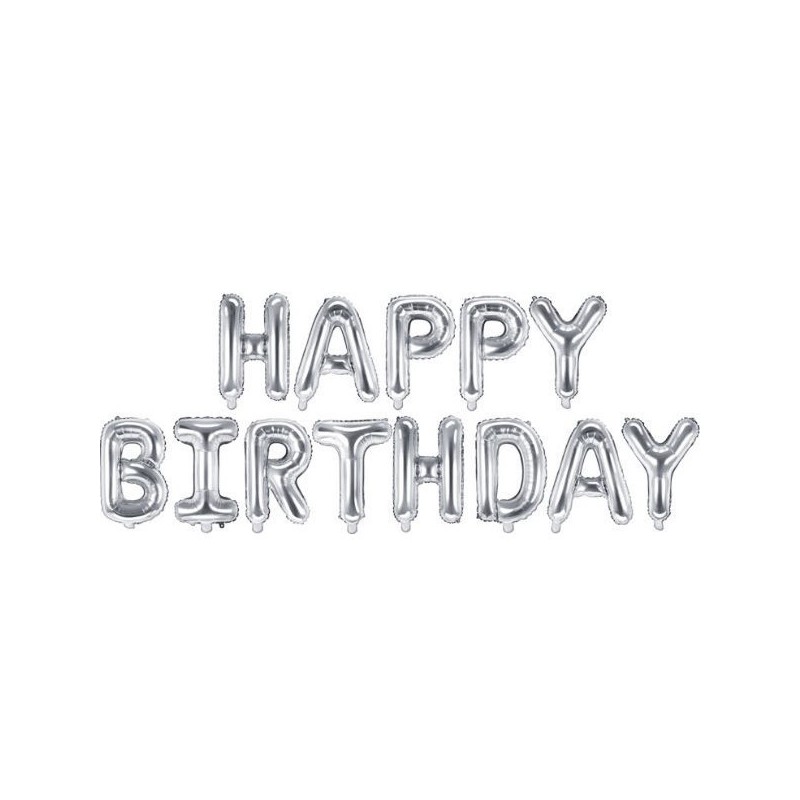 GUIRLANDE BALLONS METALLIQUES GONFLABLE AIR HAPPY BIRTHDAY ARGENT 340 X 35 CM GUIRLANDE BALLONS METALLIQUES GONFLABLE AIR HAPPY BIRTHDAY ARGENT 340 X 35 CM