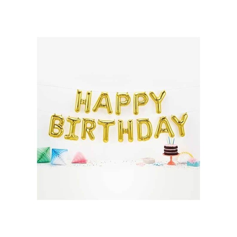 GUIRLANDE BALLONS METALLIQUES GONFLABLE AIR HAPPY BIRTHDAY OR 340 X 35 CM GUIRLANDE BALLONS METALLIQUES GONFLABLE AIR HAPPY BIRTHDAY OR 340 X 35 CM