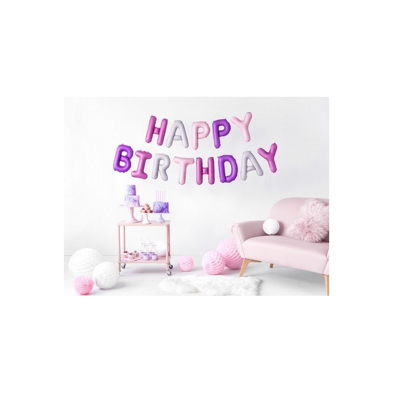 GUIRLANDE BALLONS METALLIQUES GONFLABLE AIR HAPPY BIRTHDAY ROSE 340 X 35 CM GUIRLANDE BALLONS METALLIQUES GONFLABLE AIR HAPPY BIRTHDAY ROSE 340 X 35 CM