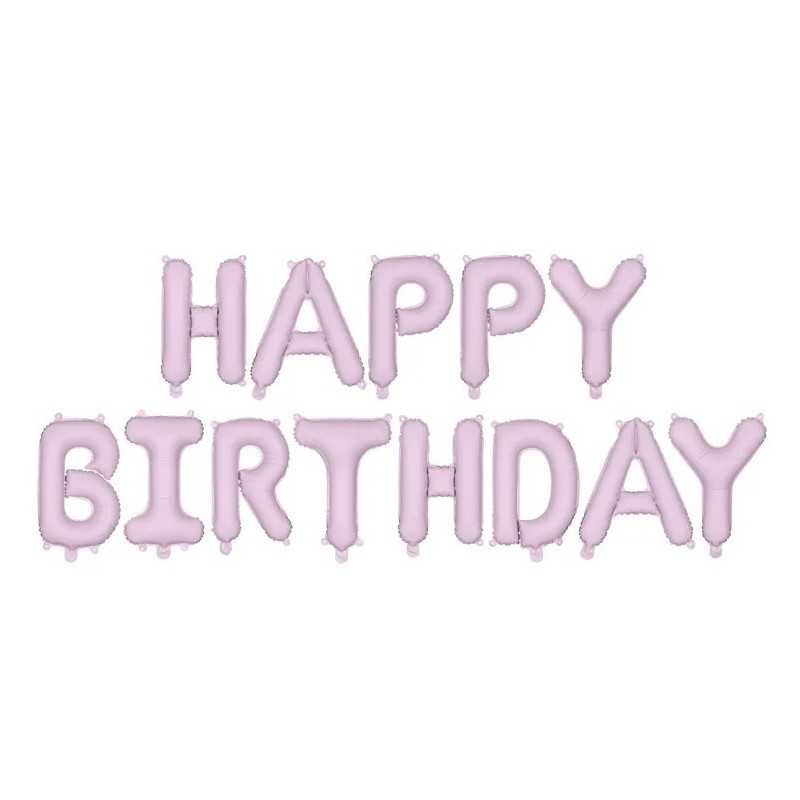 GUIRLANDE BALLONS METALLIQUES GONFLAGE AIR HAPPY BIRTHDAY LILAS 340X35 CM