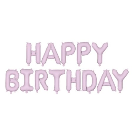 GUIRLANDE BALLONS METALLIQUES GONFLAGE AIR HAPPY BIRTHDAY LILAS 340X35 CM