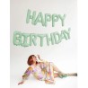 GUIRLANDE BALLONS METALLIQUES GONFLAGE AIR HAPPY BIRTHDAY VERT PASTEL 340X35 CM