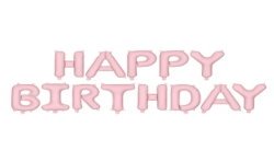 GUIRLANDE BALLONS METALLIQUES GONFLAGE AIR HAPPY BIRTHDAY ROSE PASTEL 340X35 CM