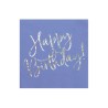 20 SERVIETTES BLEU HAPPY BIRTHDAY ARGENT 33 X 33 CM  20 SERVIETTES BLEU HAPPY BIRTHDAY ARGENT 33 X 33 CM