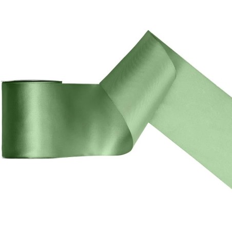 RUBAN SATIN VERT EUCALYPTUS OU SAUGE 100 MM X 25 M