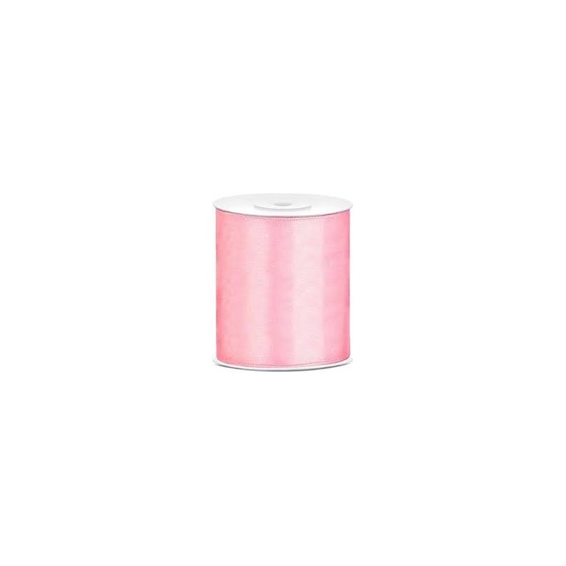 RUBAN SATIN ROSE 100 MM X 25 M