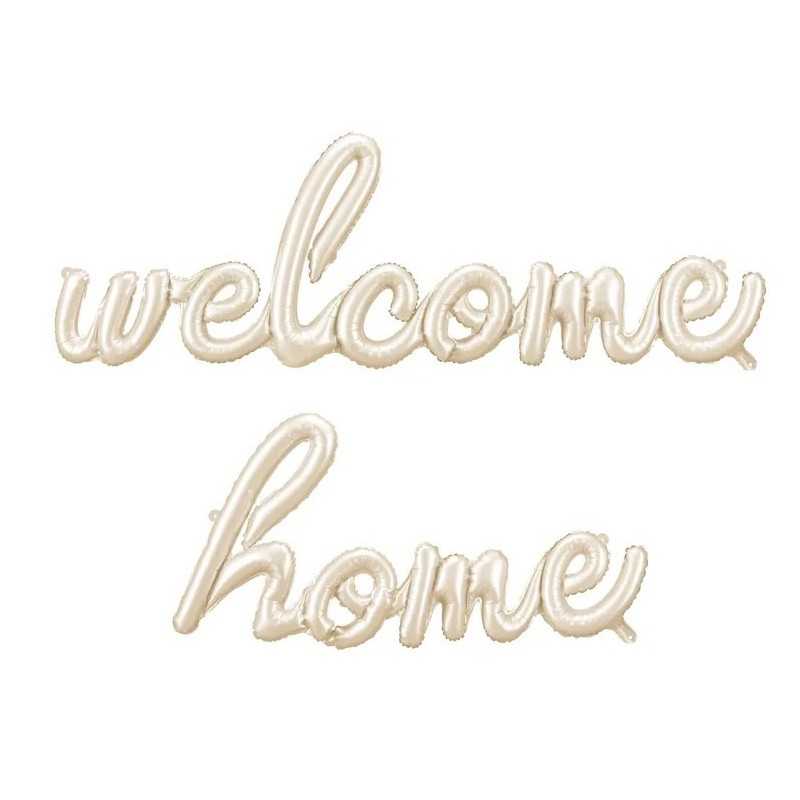 GUIRLANDE BALLONS METALLIQUES GONFLAGE AIR WELCOME HOME BLANC CREME 258 X 55 CM