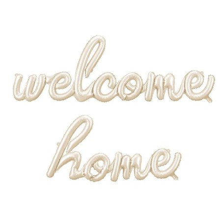 GUIRLANDE BALLONS METALLIQUES GONFLAGE AIR WELCOME HOME BLANC CREME 258 X 55 CM